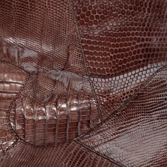 Vintage Women's Botticelli Patchwork Lizard Brown Leather Ankle Booties Sz37 EUC - Picture 9 of 10